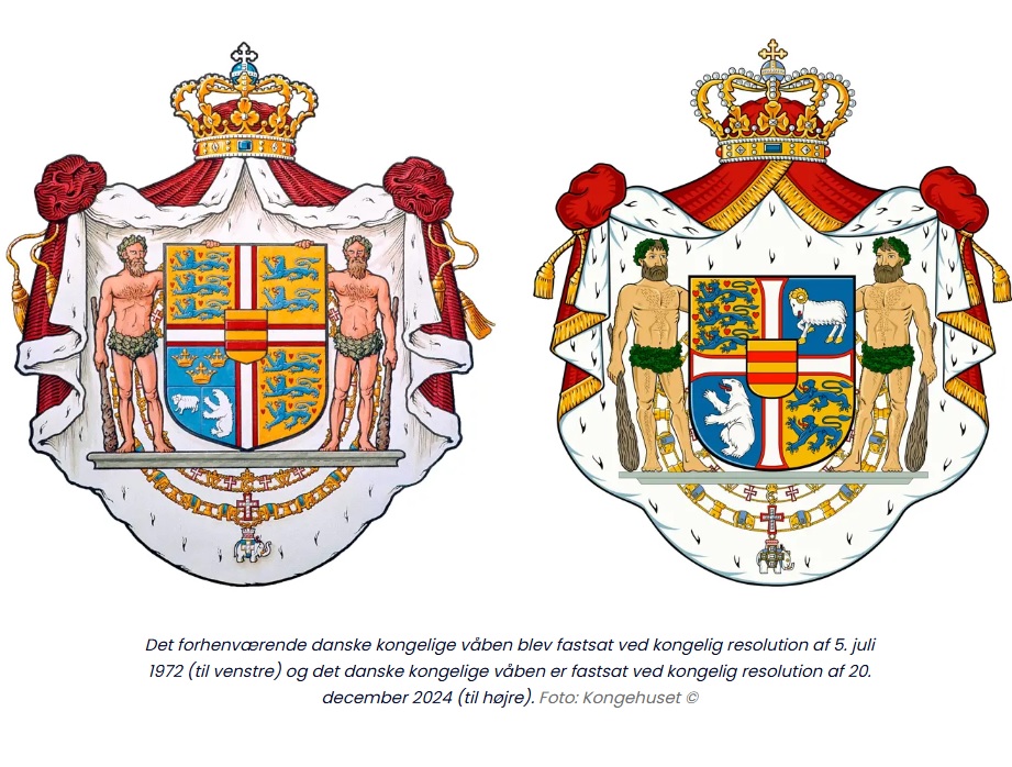 Porównanie herbów. Źródło: https://www.kongehuset.dk/